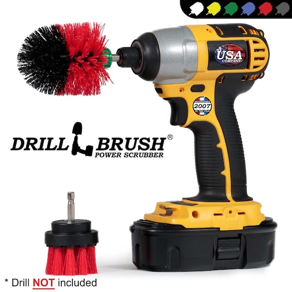 Suministros de limpieza Drillbrush - Exterior - Jardín - Patio - Cepillo para cubiertas - Mini - R-S-2M-QC-DB