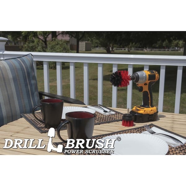 Suministros de limpieza Drillbrush - Exterior - Jardín - Patio - Cepillo para cubiertas - Mini - R-S-2M-QC-DB