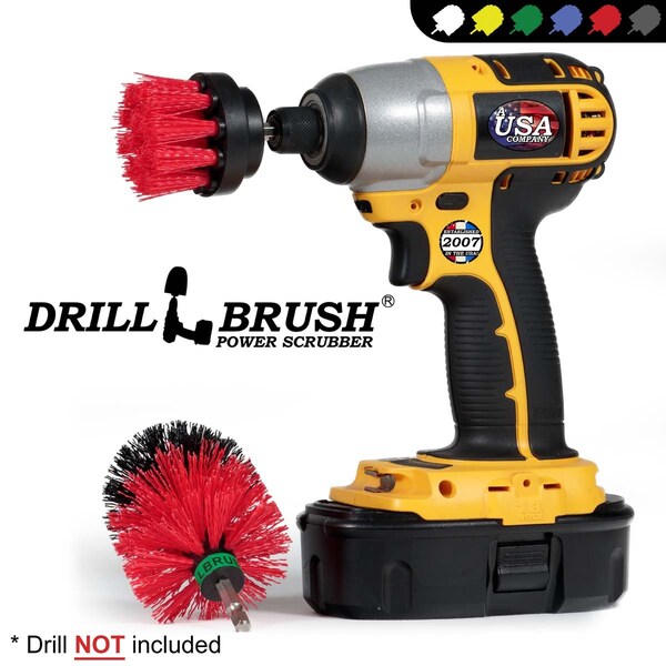 Suministros de limpieza Drillbrush - Exterior - Jardín - Patio - Cepillo para cubiertas - Mini - R-S-2M-QC-DB