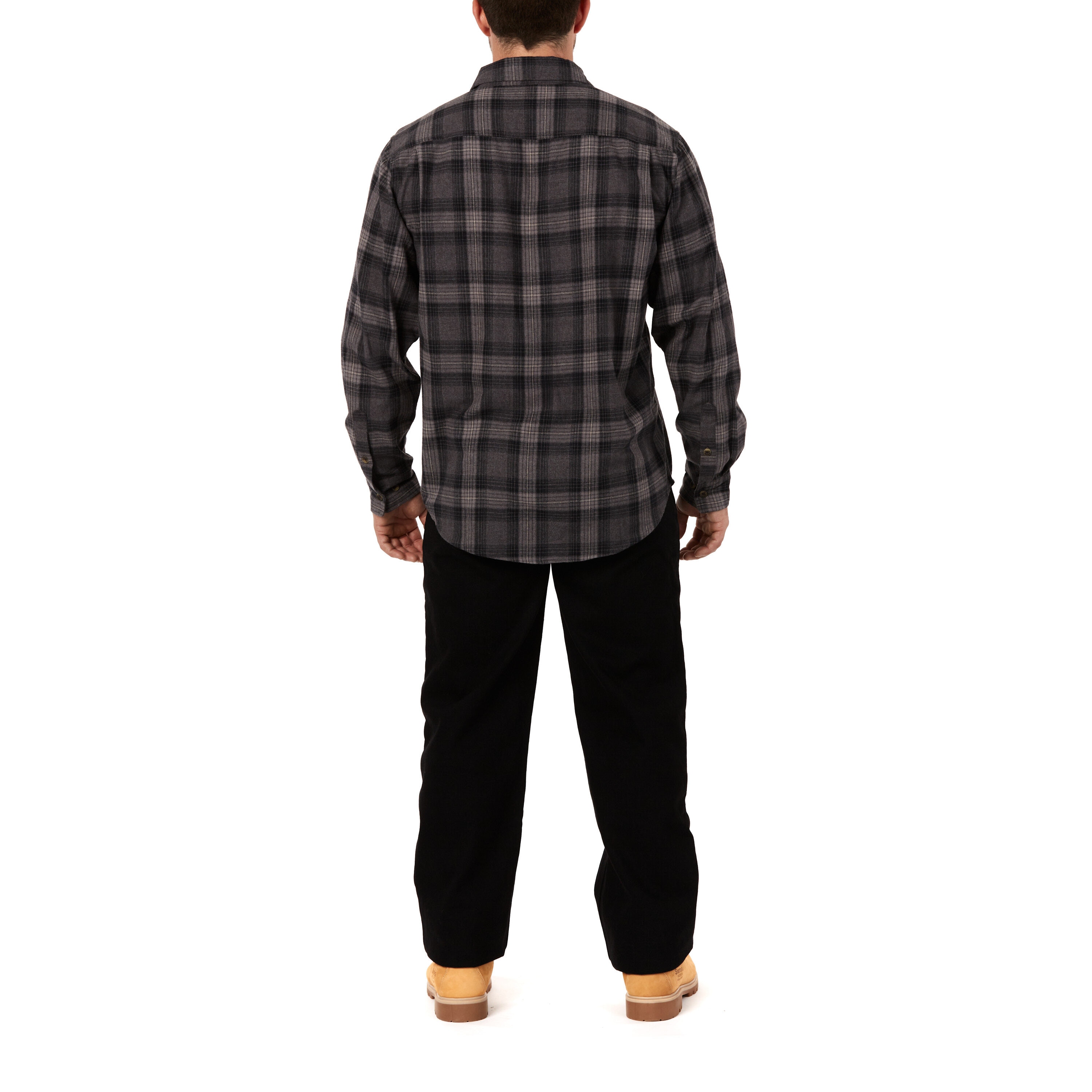 Camisa de Botones a Cuadros de Manga Larga en Gris para Hombres de Smith's Workwear (XL)