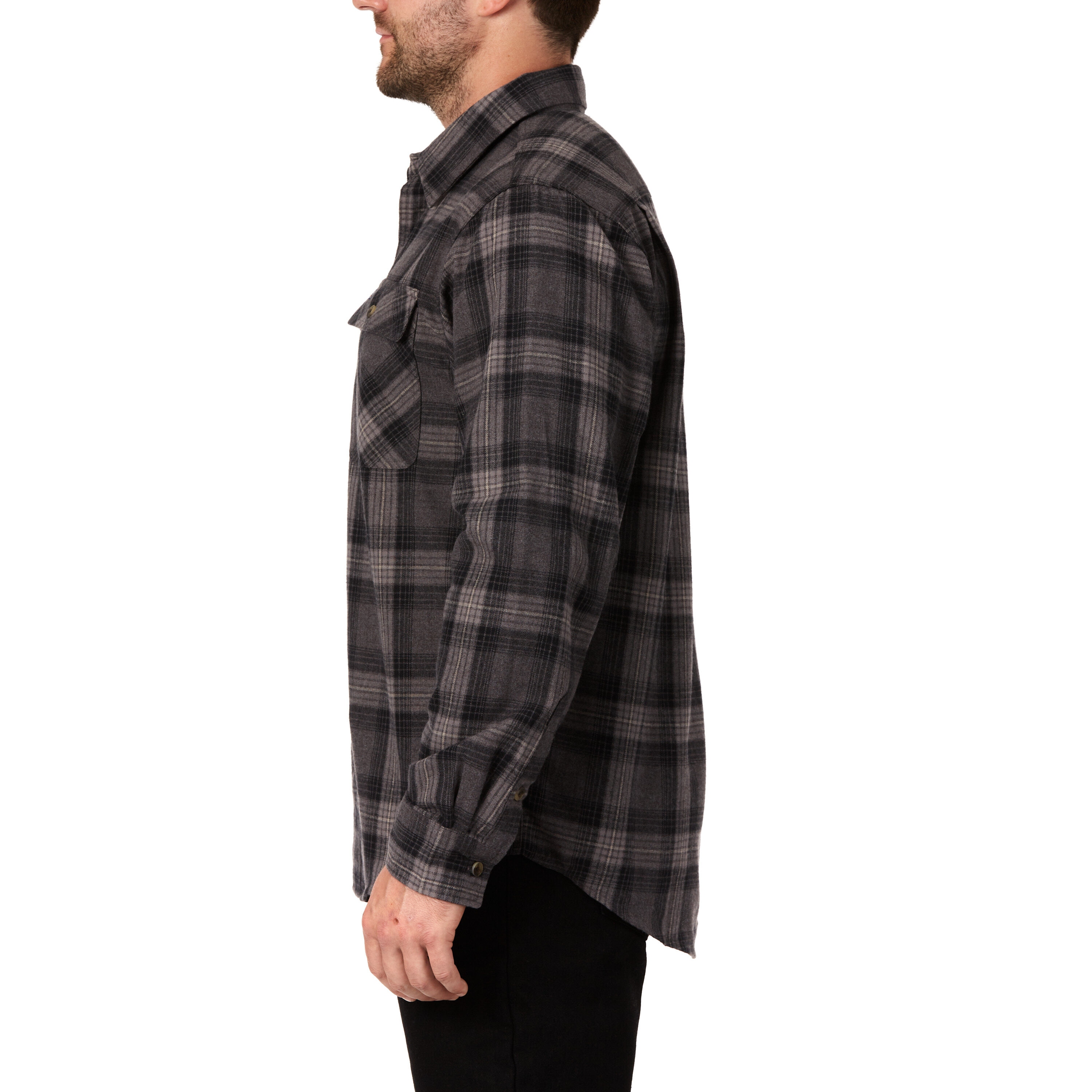Camisa de Botones a Cuadros de Manga Larga en Gris para Hombres de Smith's Workwear (XL)