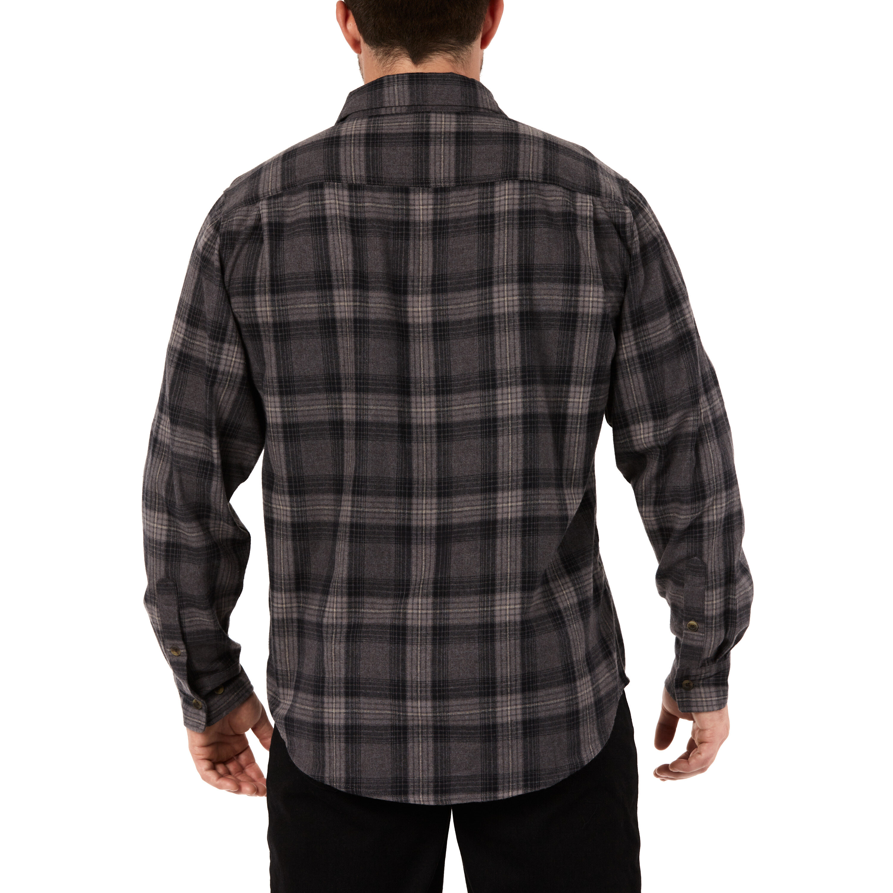 Camisa de Botones a Cuadros de Manga Larga en Gris para Hombres de Smith's Workwear (XL)