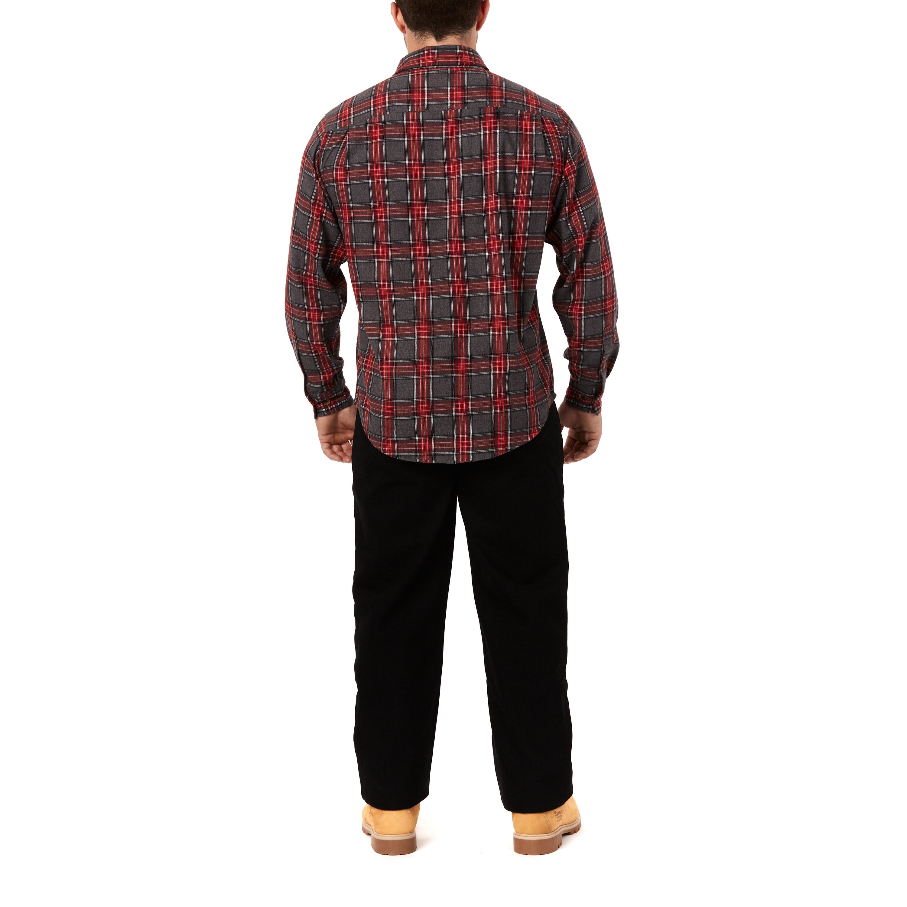 Camisa de cuadros rojos tejida de manga larga para hombre de Smith's Workwear (XL)
