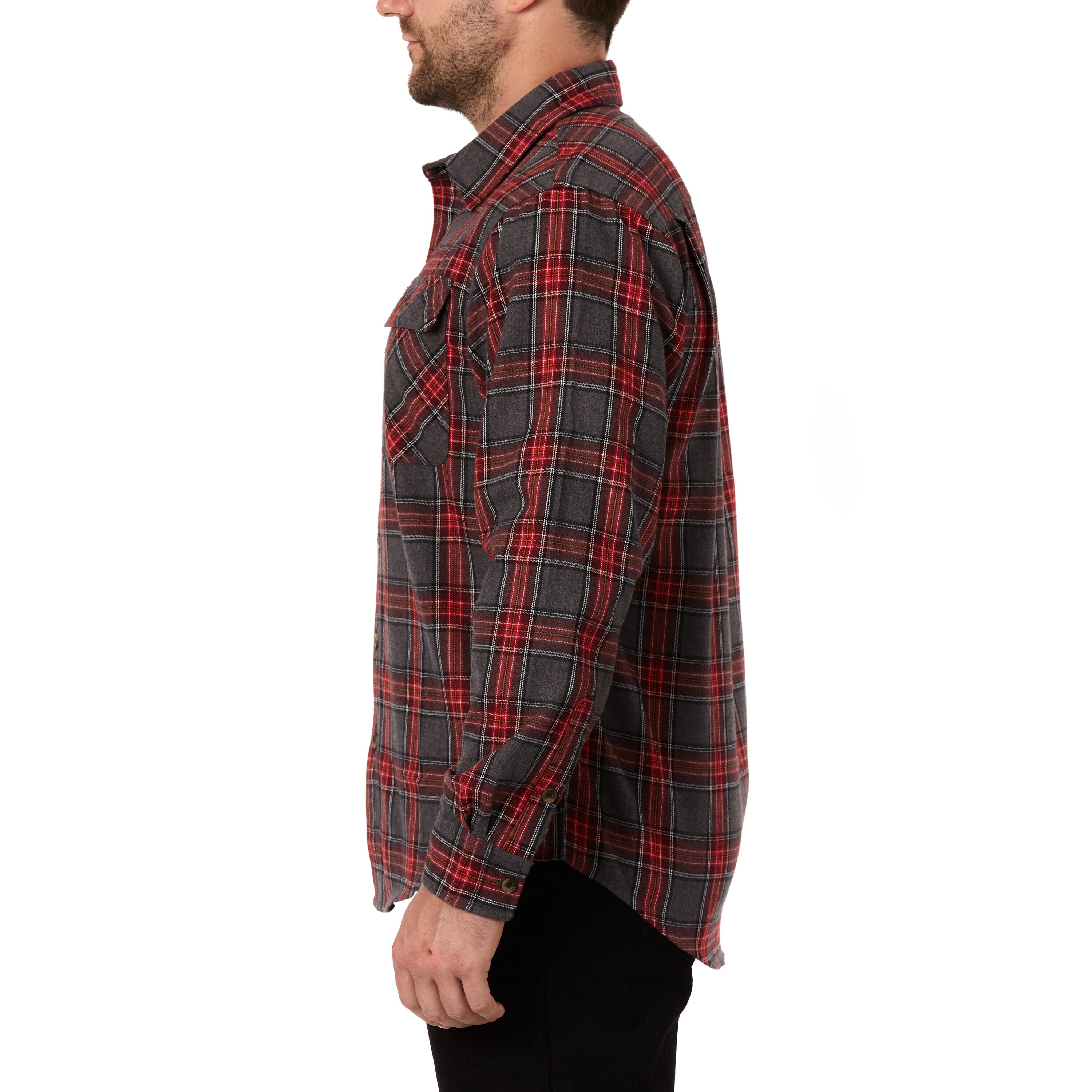 Camisa de cuadros rojos tejida de manga larga para hombre de Smith's Workwear (XL)