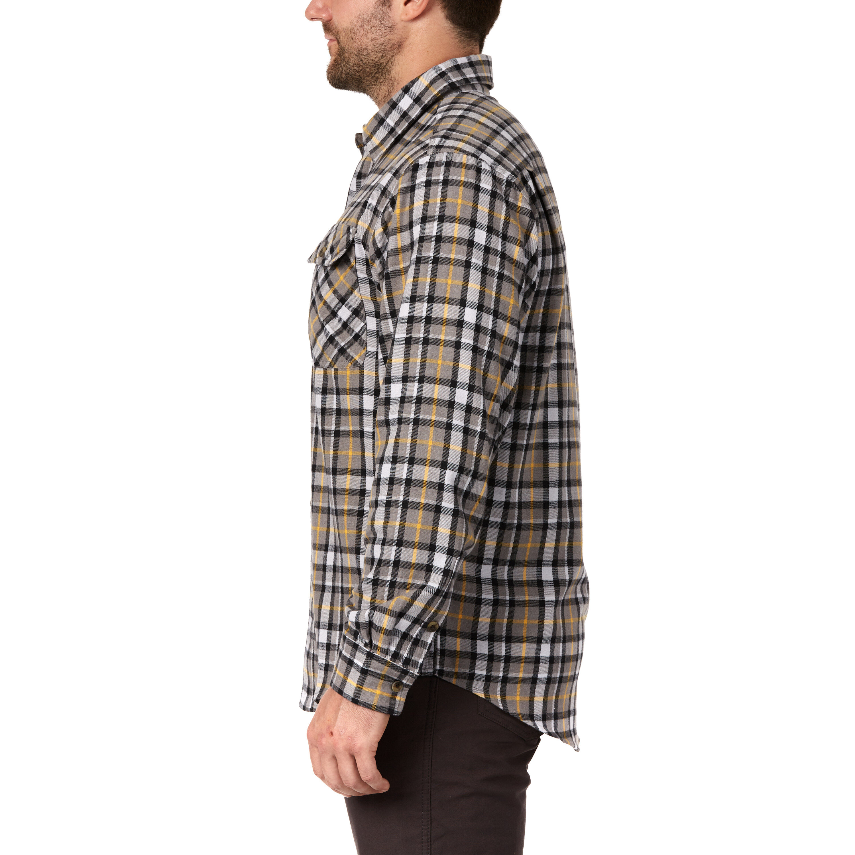 Camisa cuadriculada de manga larga en gris para hombre de Smith's Workwear (XL)