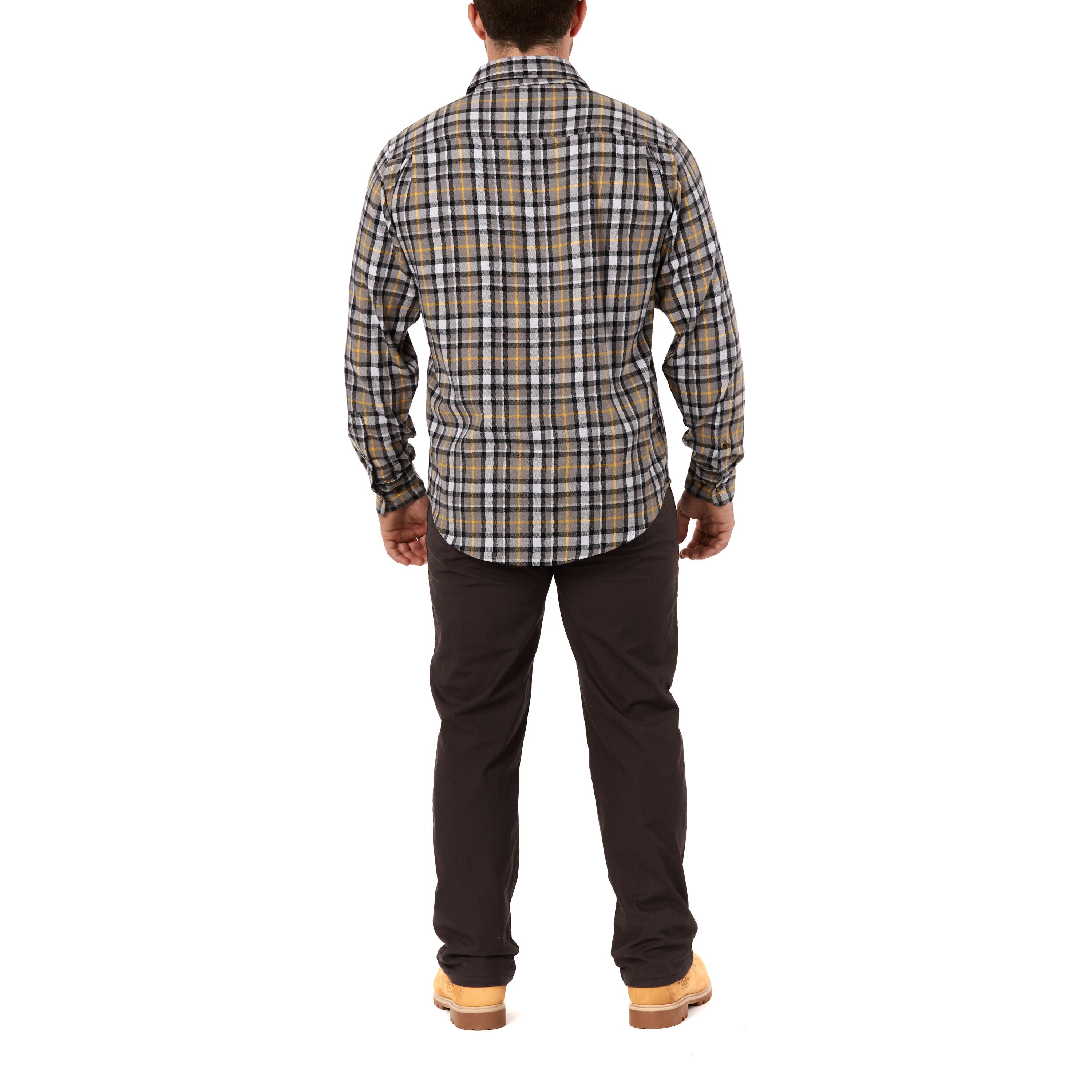 Camisa cuadriculada de manga larga en gris para hombre de Smith's Workwear (XL)