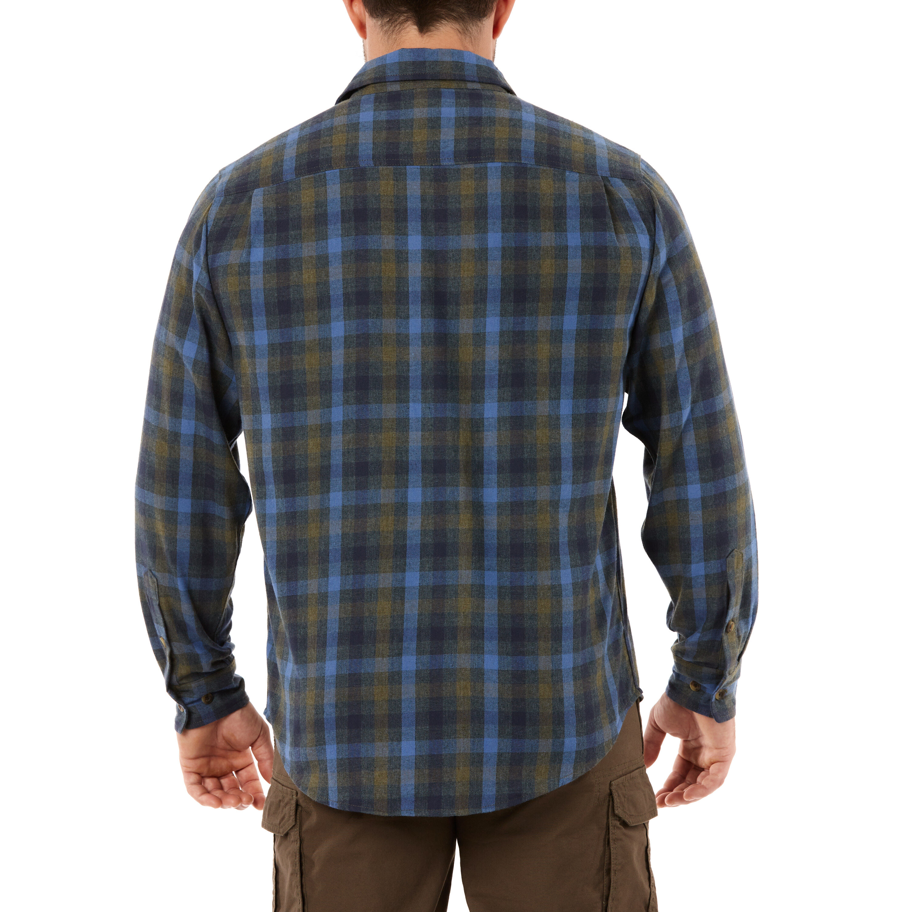 Camisa de botones a cuadros azul de manga larga tejida para hombre de Smith's Workwear (XL)