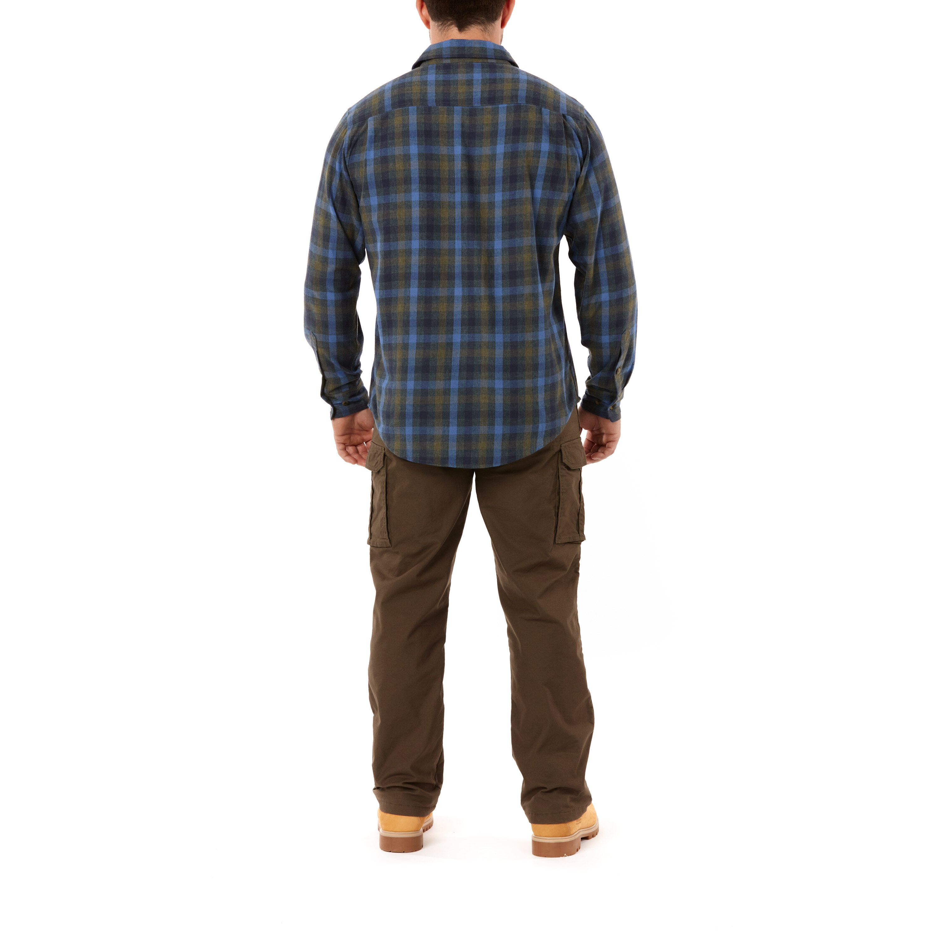 Camisa de botones a cuadros azul de manga larga tejida para hombre de Smith's Workwear (XL)