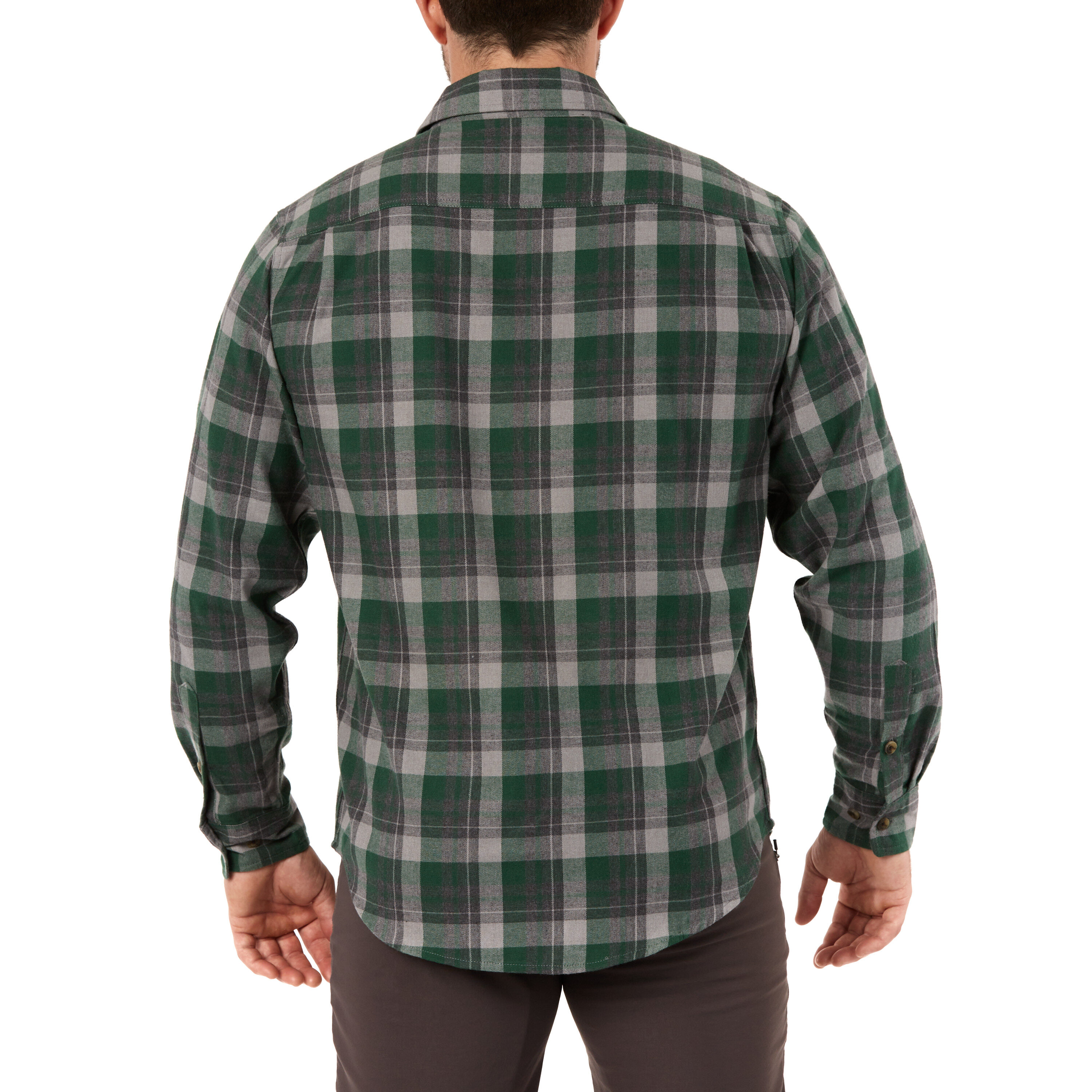 Camisa de botón a cuadros de manga larga tejida en verde para hombres de Smith's Workwear (XL)