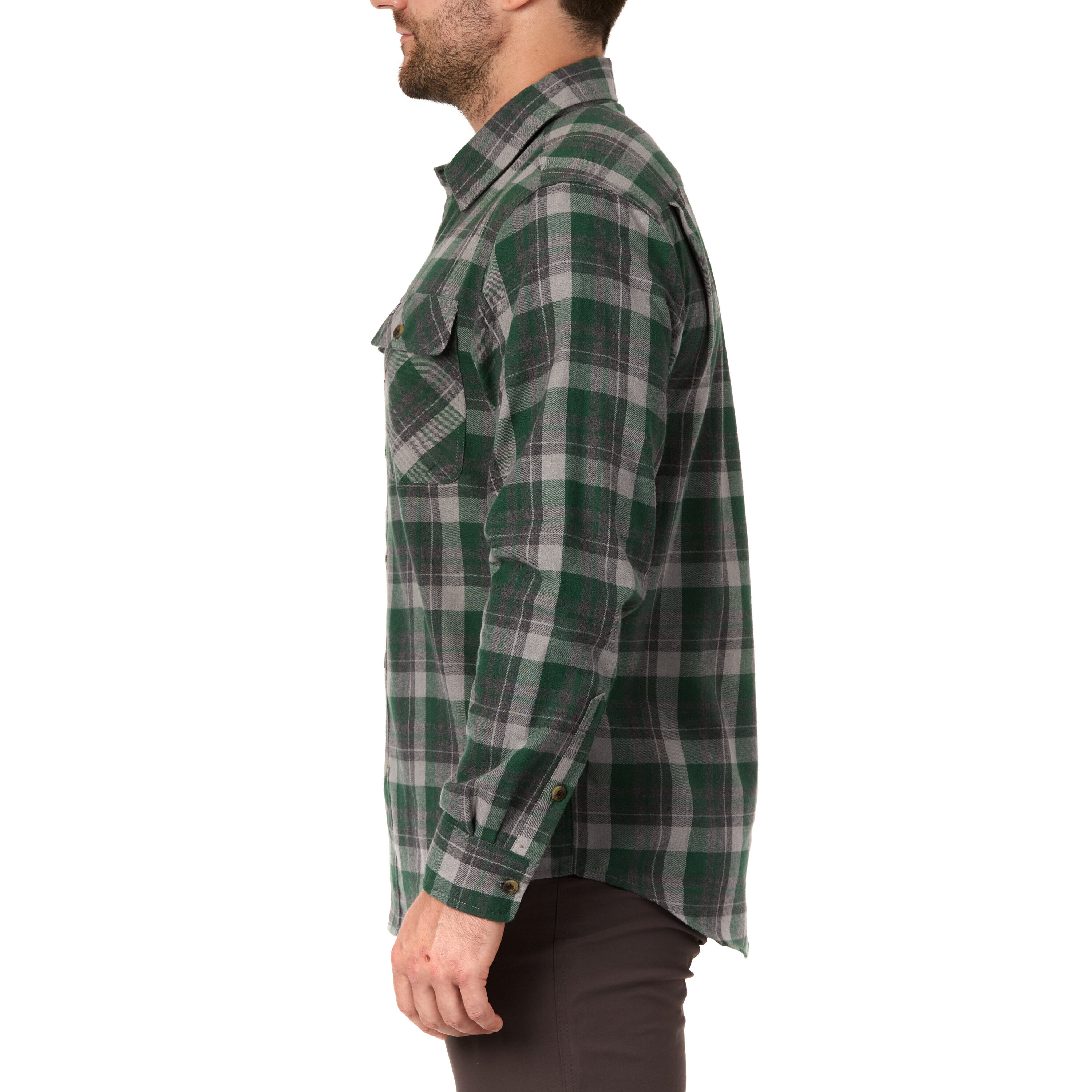 Camisa de botón a cuadros de manga larga tejida en verde para hombres de Smith's Workwear (XL)