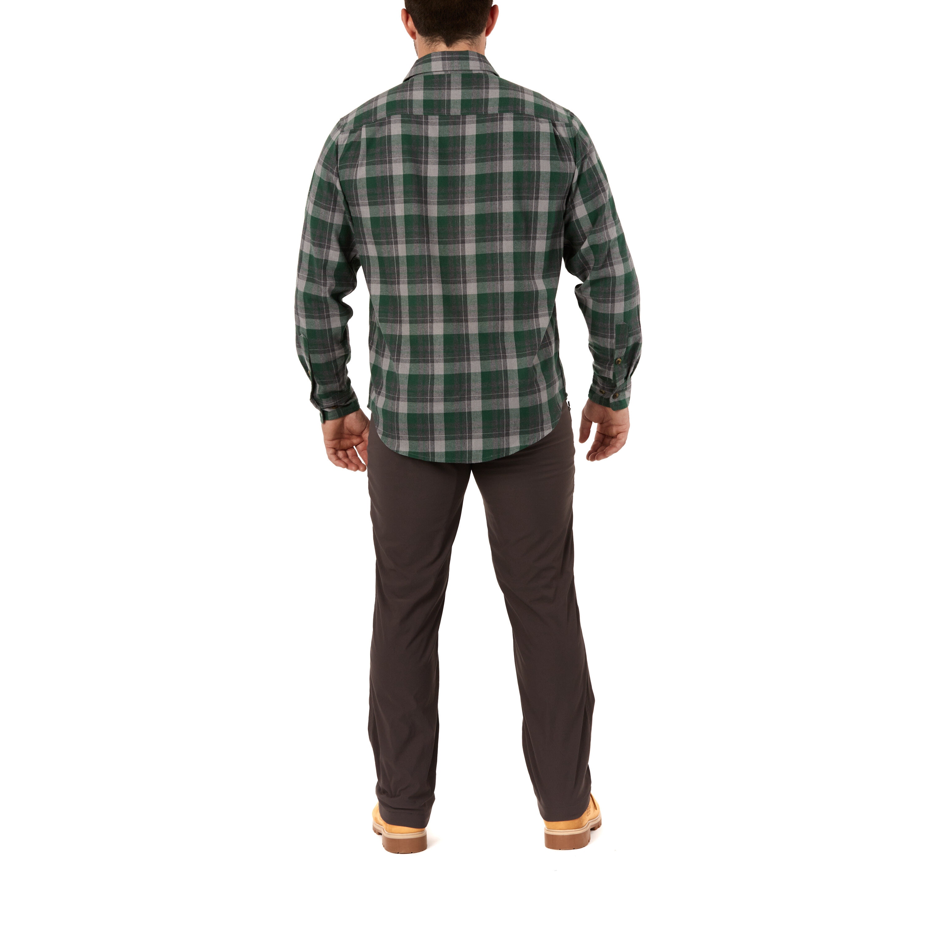 Camisa de botón a cuadros de manga larga tejida en verde para hombres de Smith's Workwear (XL)