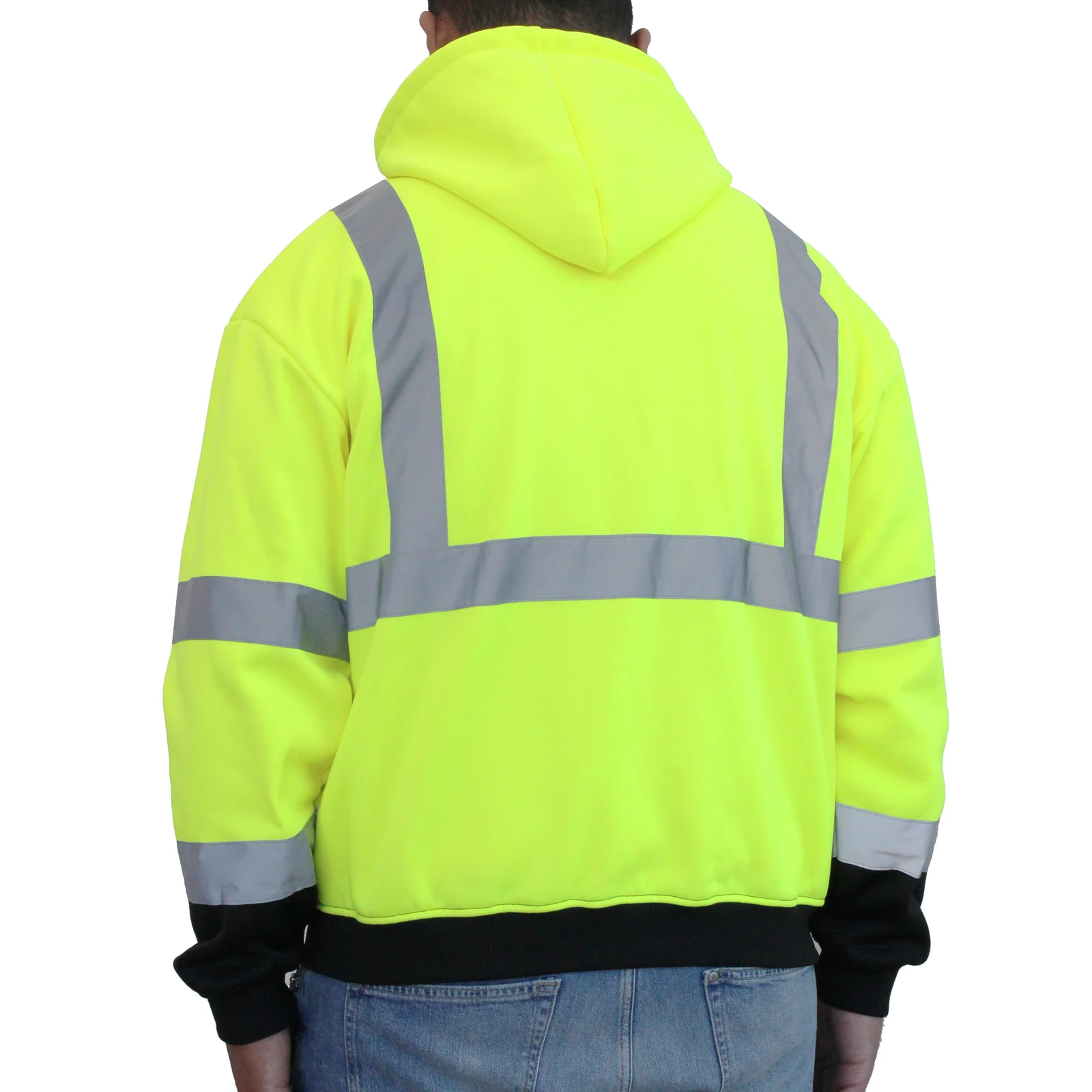 Sudadera con capucha larga de malla verde unisex para adultos con protección de brillo (3XL) HW173GBK (3XL)
