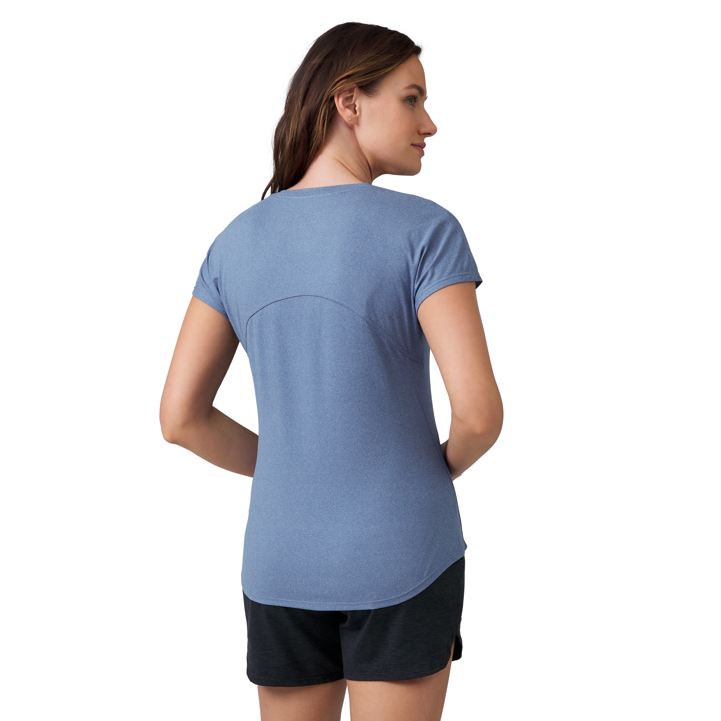 Playera de manga corta de punto azul sólido para mujer de Free Country (Talla Grande)