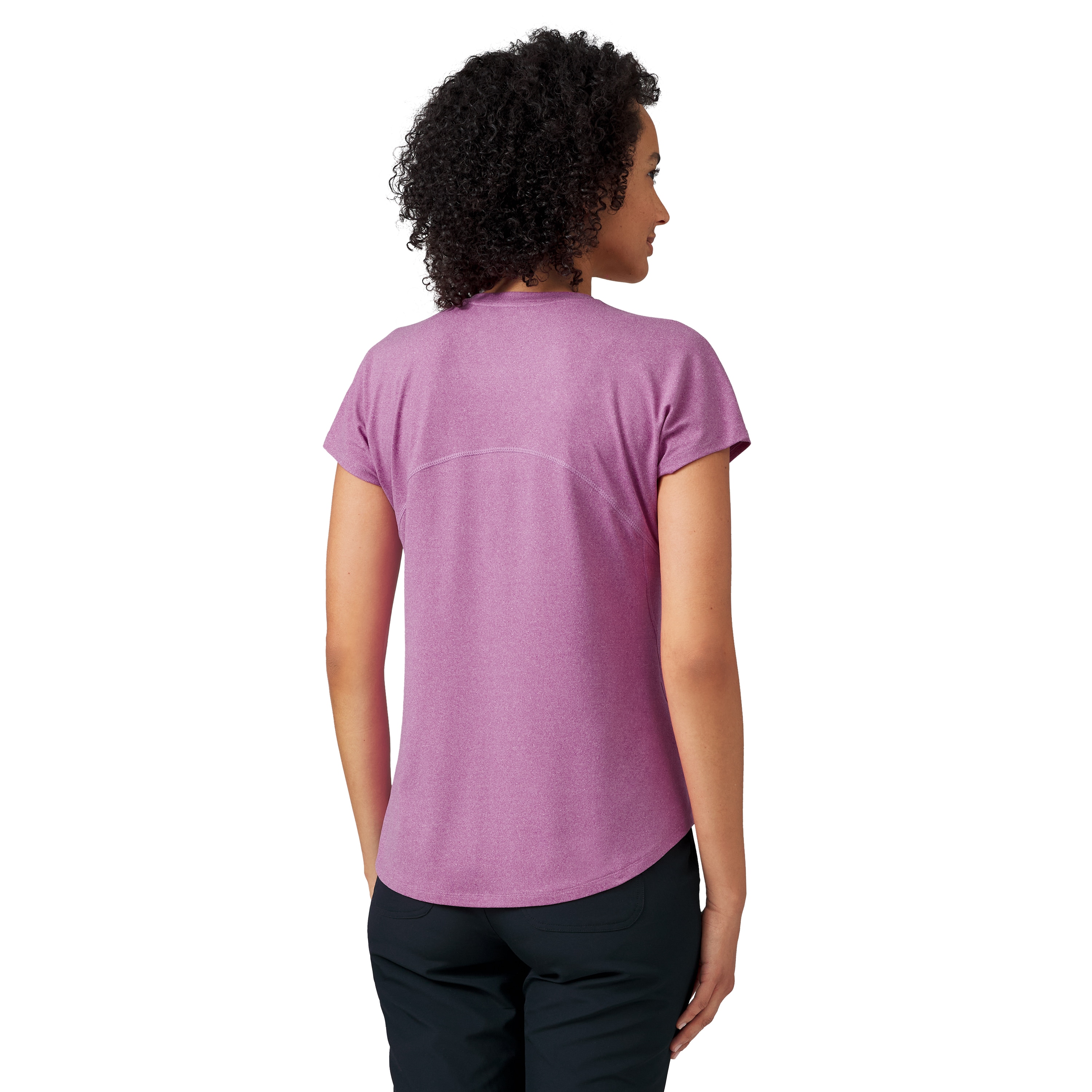 Playera de manga corta lisa morada de punto para mujer de Free Country (talla grande)