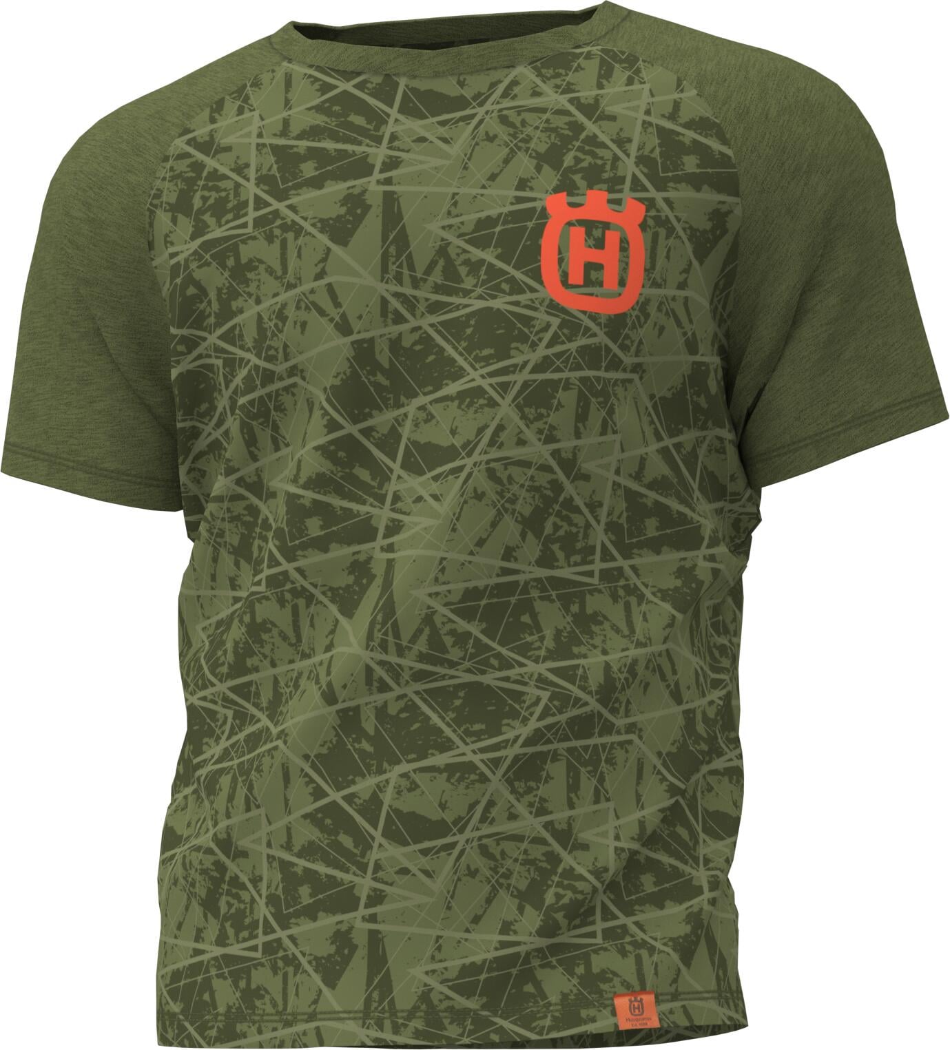 Playera gráfica de manga corta verde para hombre Husqvarna (Talla pequeña)