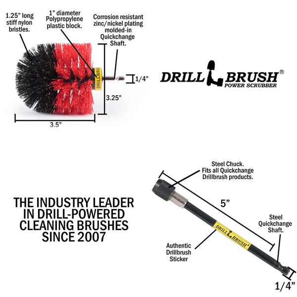 Cepillo para taladro Drillbrush Outdoor - Suministros de Limpieza - Cepillo para Taladro - Jardín - Patio - Removedor de Moho - O-R-5X-QC-DB