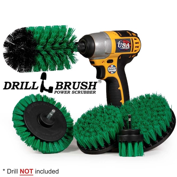 Cepillo Eléctrico de Perforadora Drill Brush Power Scrubber de Useful Products 5 pulgadas de ancho y 7 pulgadas de largo, color verde - G-S-E542J-QC-DB