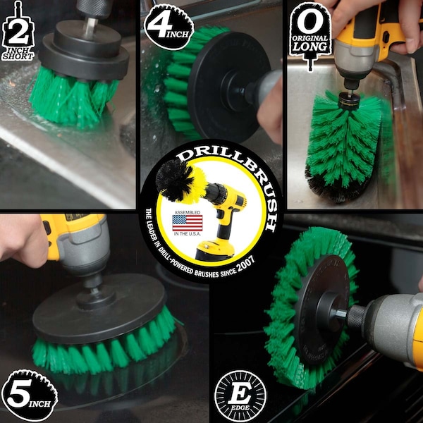 Cepillo Eléctrico de Perforadora Drill Brush Power Scrubber de Useful Products 5 pulgadas de ancho y 7 pulgadas de largo, color verde - G-S-E542J-QC-DB