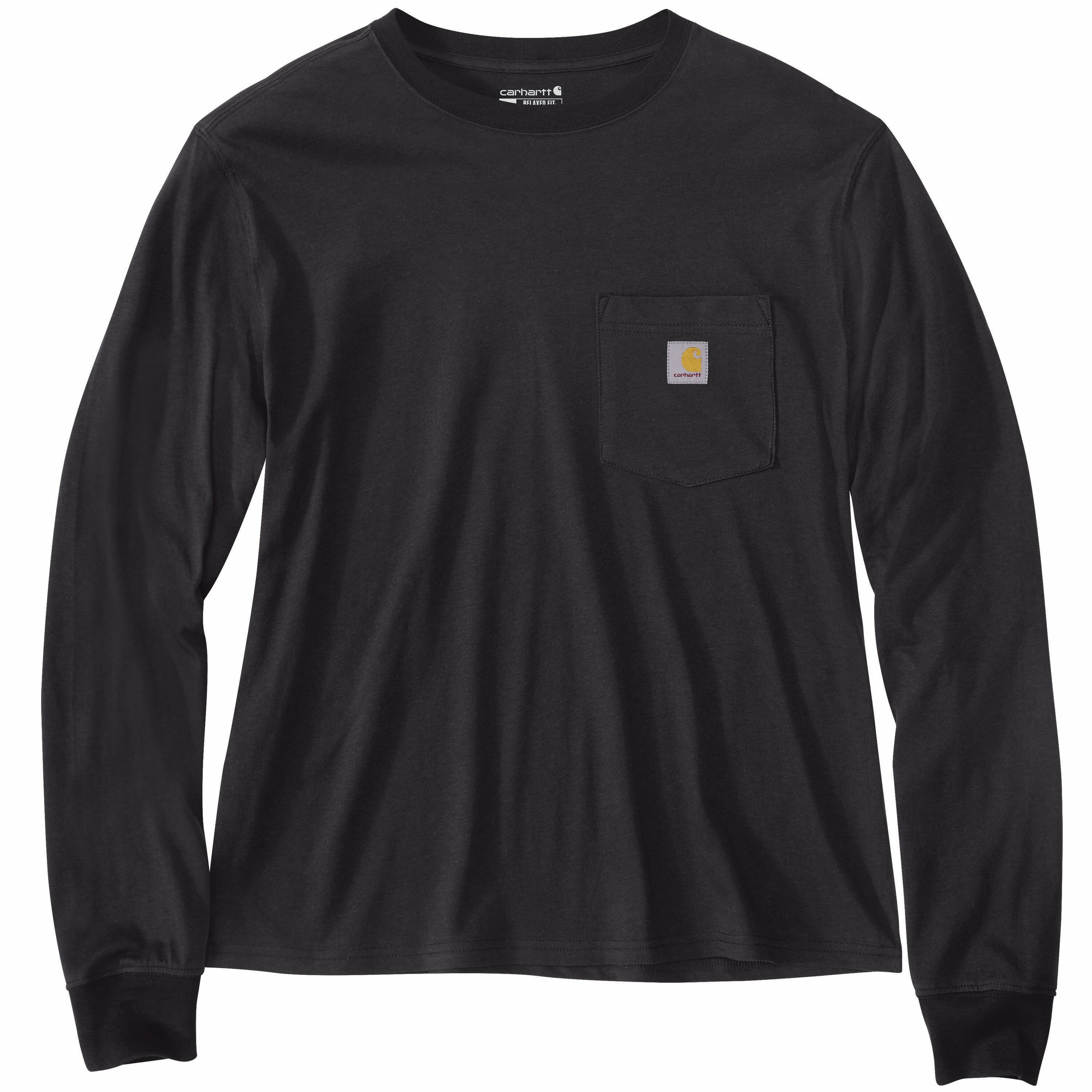 Playera de manga larga negra de Jersey para mujer de Carhartt (Grande)