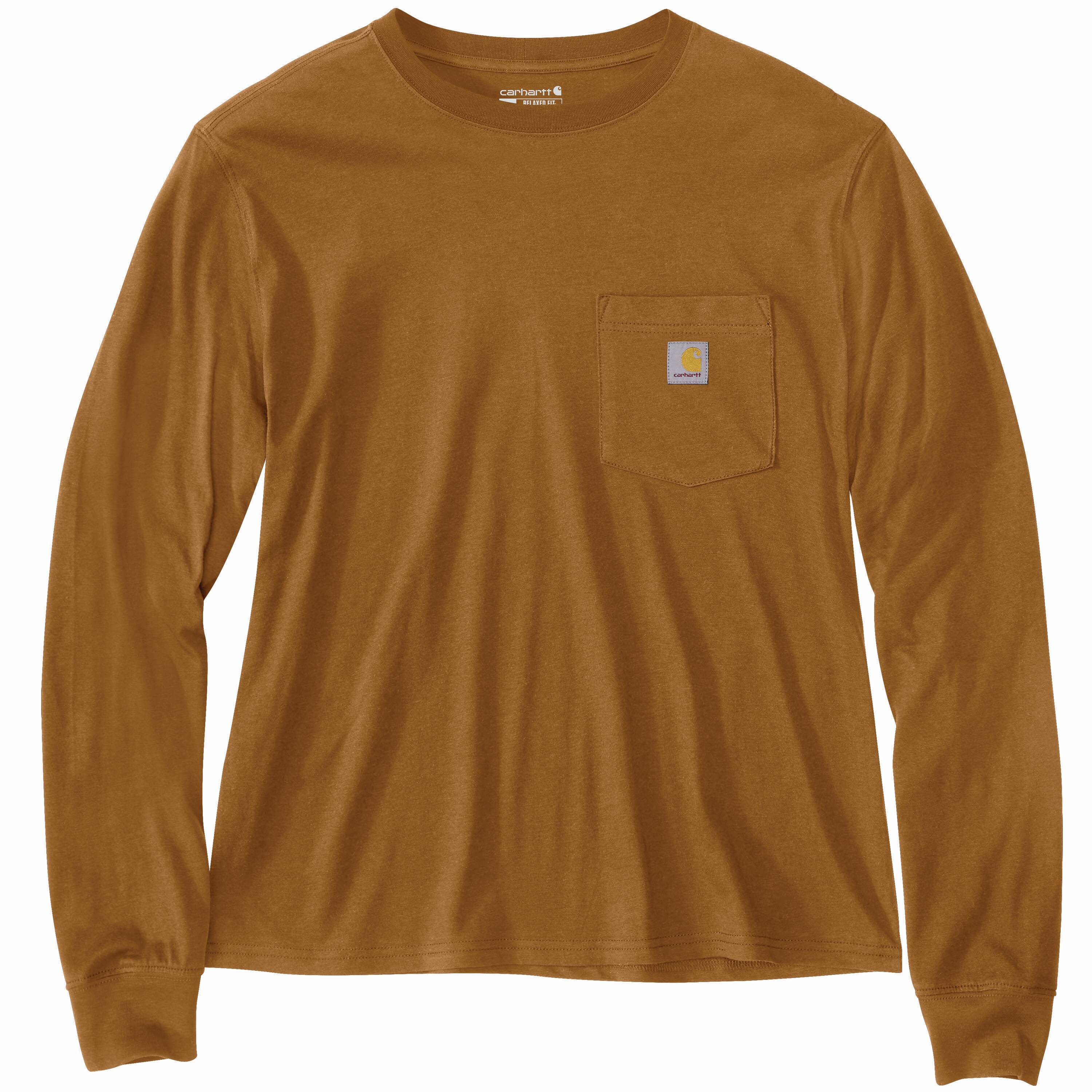 Playera de manga larga de jersey café de mujer de Carhartt (Talla Grande) 106121-BRNLREG