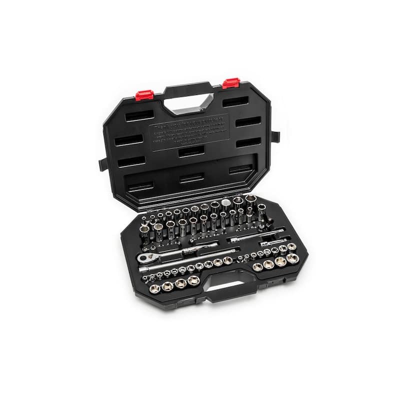 Juego de herramientas mecánicas Husky de 3/8 pulgadas con trinquete inalámbrico de 3/8 pulgadas (71 piezas) - H70MTS3DCRATCB