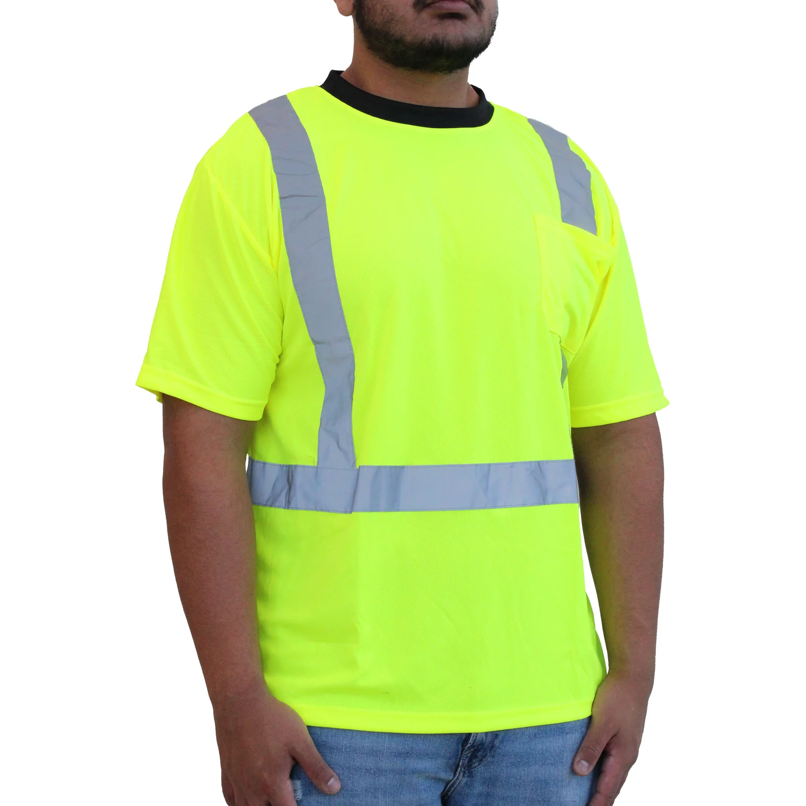 Playera de malla verde de manga corta unisex para adultos Glow Shield (talla chica) HW102FG (S)
