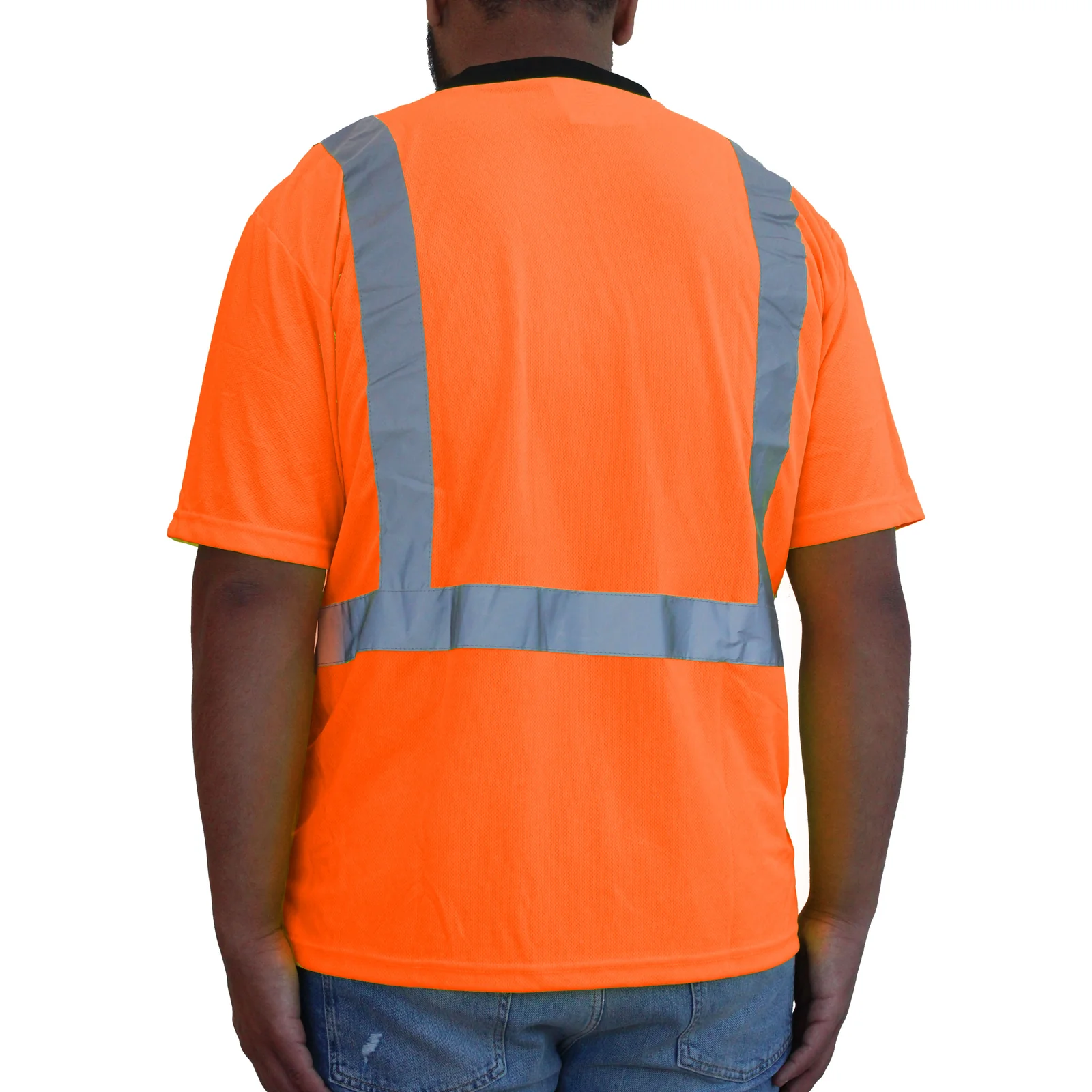 Playera de malla naranja de manga corta unisex para adultos Glow Shield (Talla pequeña) HW102FO (S)