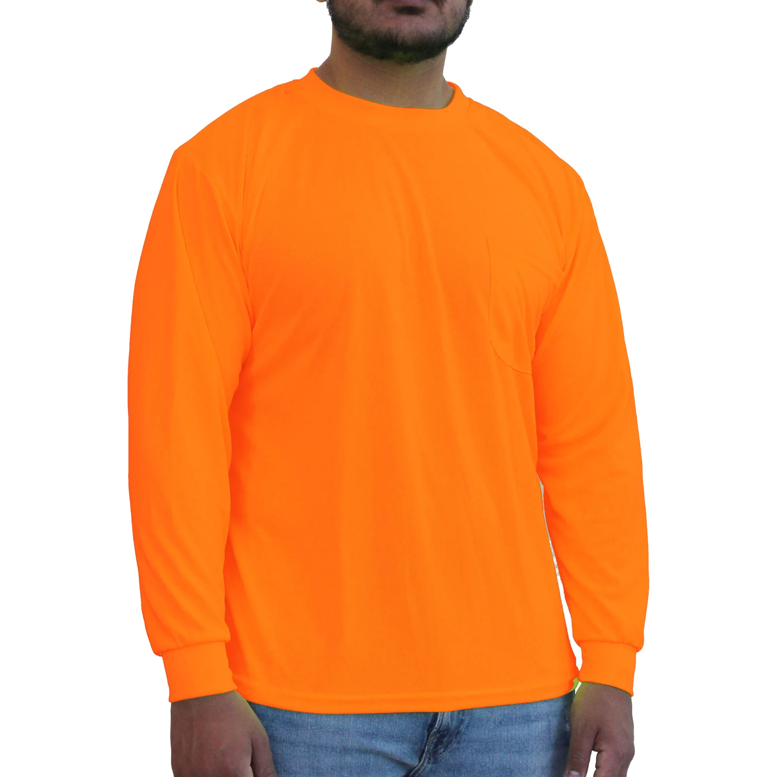 Sudadera Naranja de Malla de Manga Larga Unisex para Adultos con Protector de Brillo (Grande) HW200FO (L)