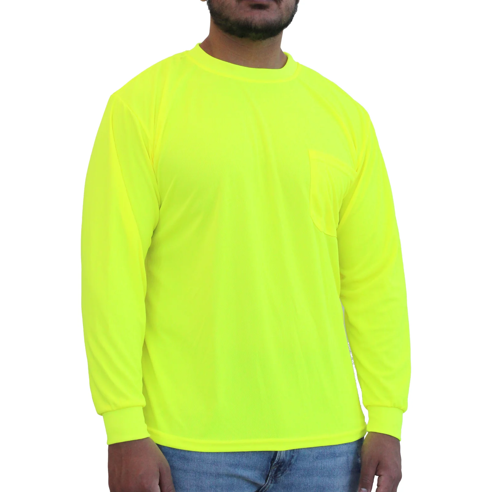 Sudadera Verde de Malla de Manga Larga Unisex para Adulto Glow Shield (Grande) HW200FG