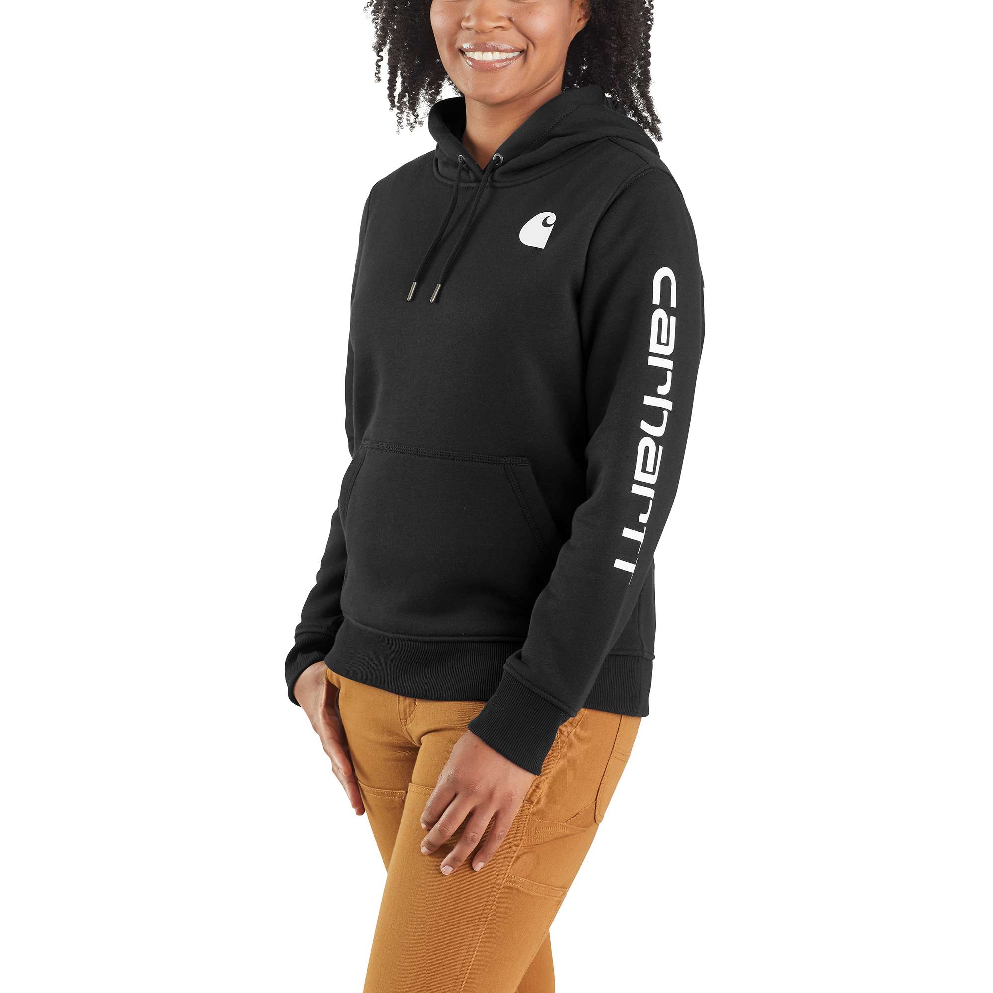 Sudadera con Capucha de Punto Negro de Manga Larga para Mujer Carhartt (Grande)