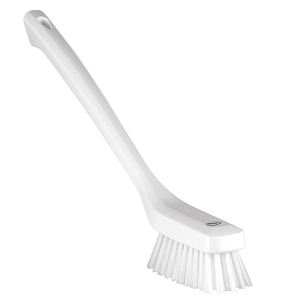 Cepillo de fregar Remco 1 73/100 pulgadas de ancho, cerdas rígidas, mango de 12 pulgadas de largo, cepillo de 4 33/100 pulgadas de largo, blanco, de plástico - 41855
