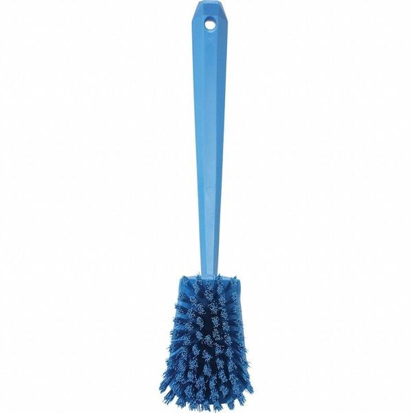 Cepillo de fregar Vikan 2 3/4 pulgadas W, rígido, mango de 11 51/64 pulgadas de largo, cepillo de 4 1/2 pulgadas de largo, azul, de plástico - 41863