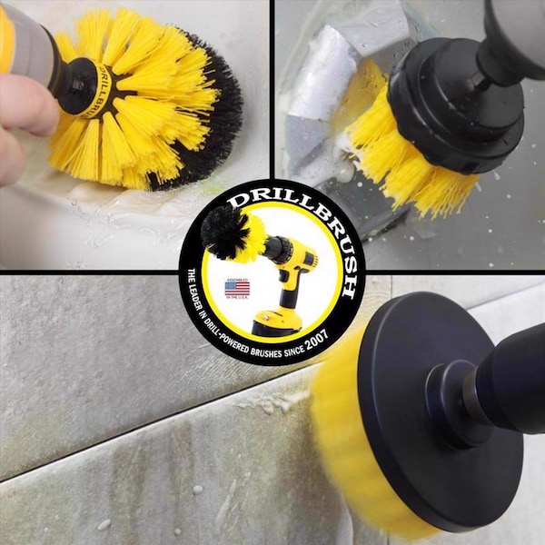 Set de Cepillos para Taladro Drillbrush 4 pulg. W con cerdas medianas y mango de metal - Y-S-42O-QC-DB