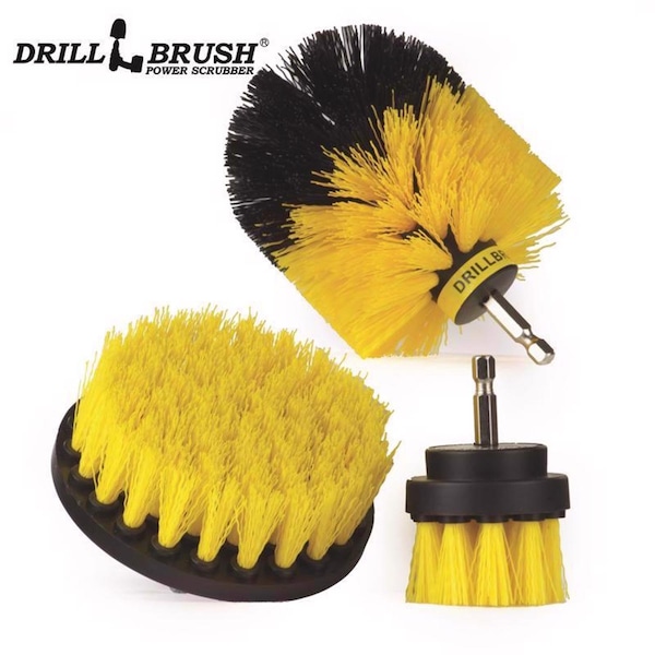 Set de Cepillos para Taladro Drillbrush 4 pulg. W con cerdas medianas y mango de metal - Y-S-42O-QC-DB