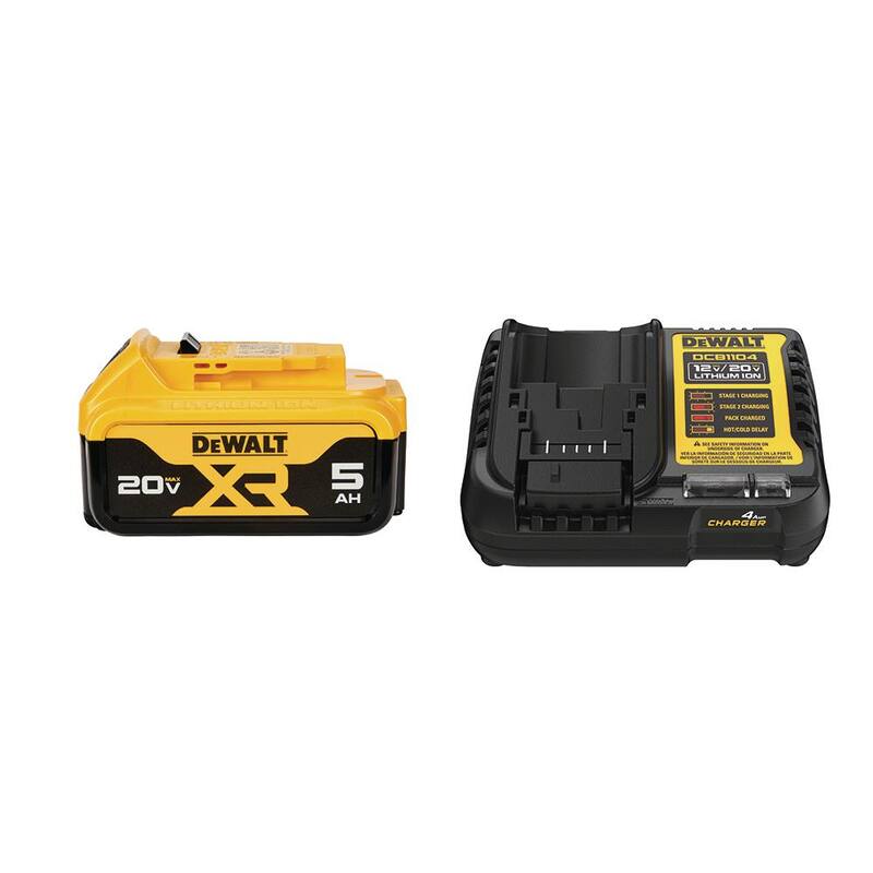 Taladro percutor compacto inalámbrico DEWALT de 20V de iones de litio con paquete de batería de 5 Ah XR MAX 20V y cargador - DCD805BWDCB205C