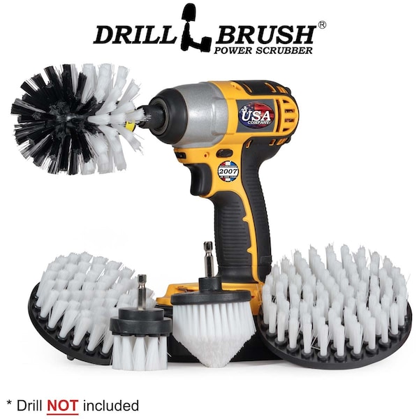 Cepillo Taladro Power Scrubber de Useful Products 5 pulgadas de ancho 5 pulgadas de largo, color blanco - W-S-542CO-QC-DB