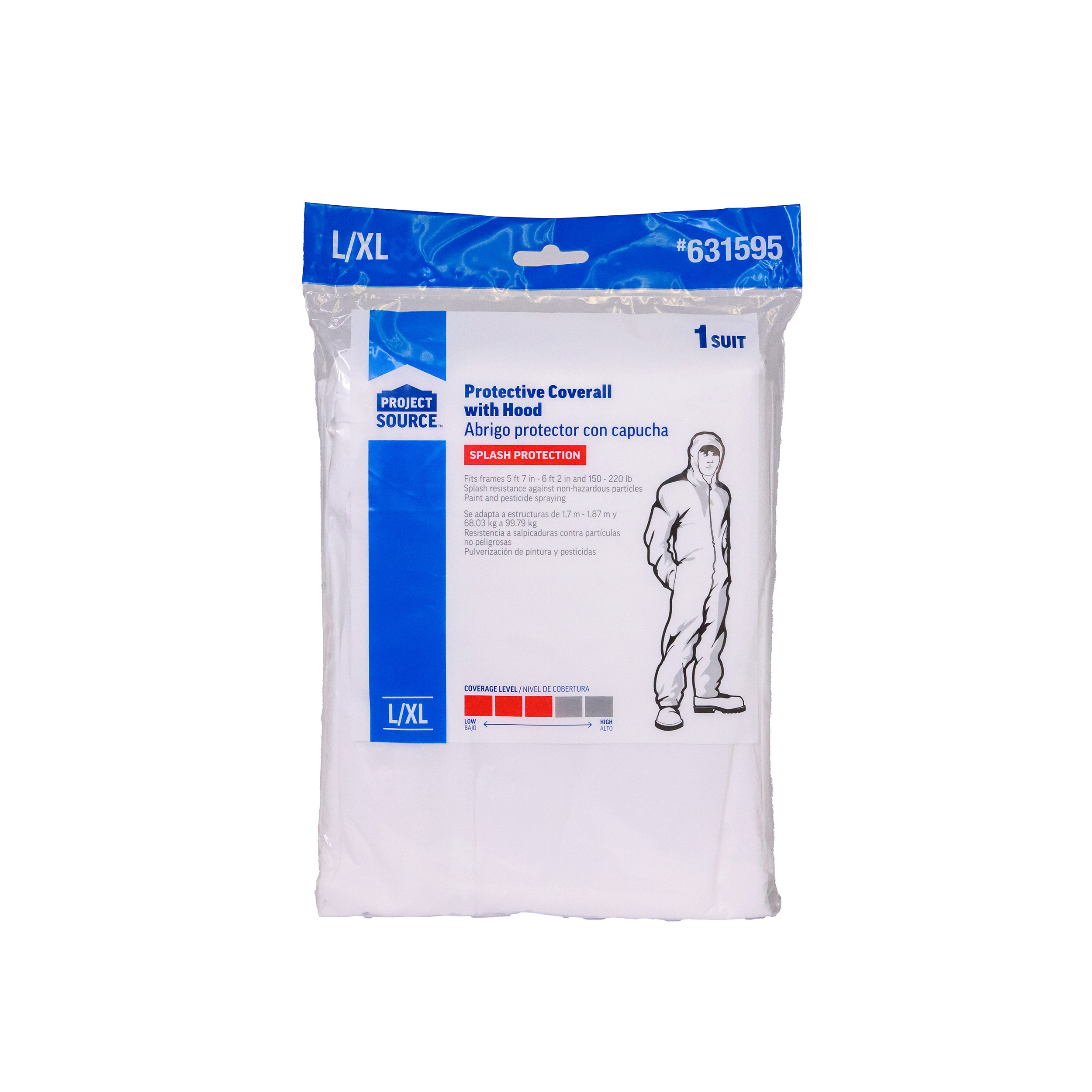 Overol largo blanco para adulto unisex de Project Source (Talla X-grande) 09971/6