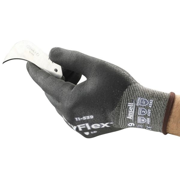 Guantes recubiertos resistentes al corte Ansell, Nivel de corte A2, calibre 18, Gris, 7 - 11-539