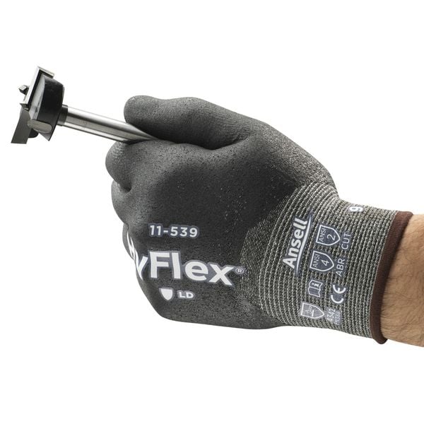 Guantes recubiertos resistentes al corte Ansell, Nivel de corte A2, calibre 18, Gris, 7 - 11-539