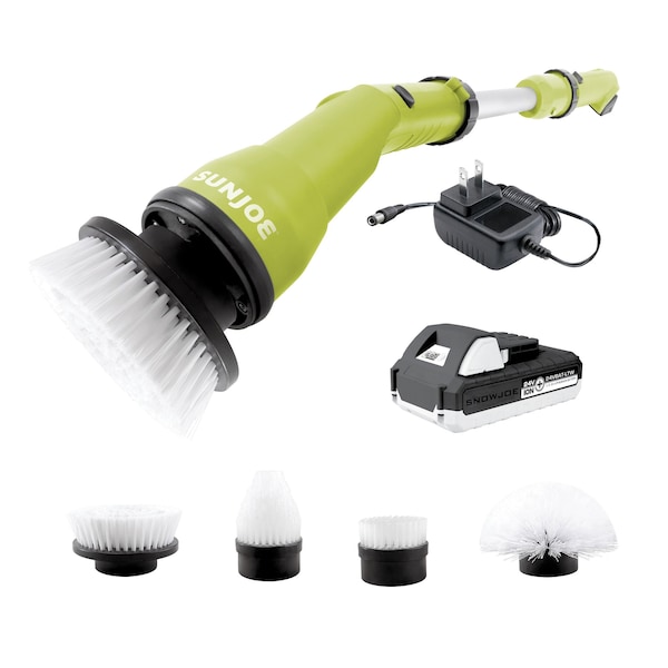 Cepillo giratorio inalámbrico Sun Joe 24V iON+ 1.3Ah de mano con 360 grados de giro - 24V-PWSCRB-LTW
