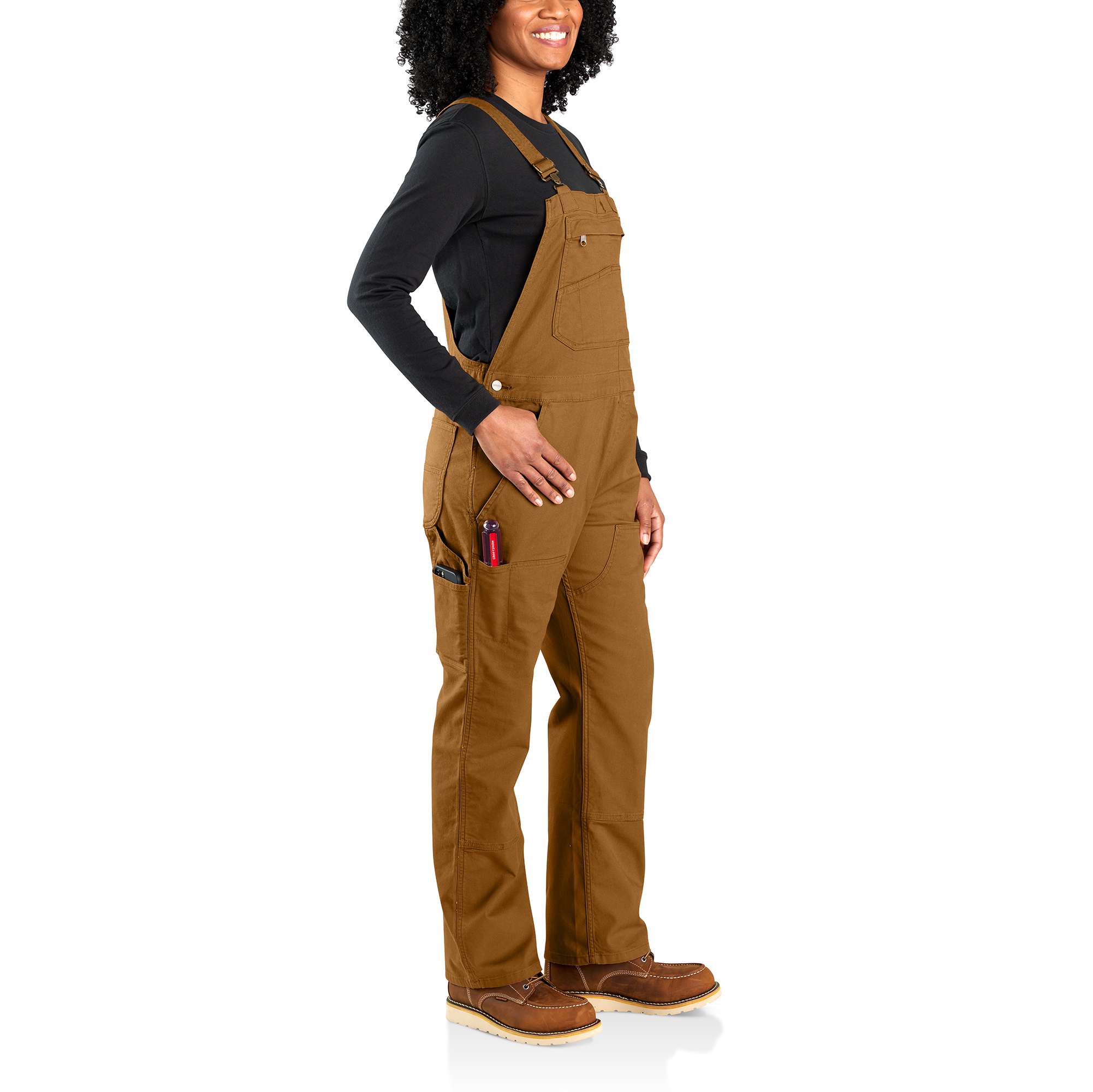 Overol de lienzo sin mangas en color marrón de Carhartt para mujer (talla pequeña)