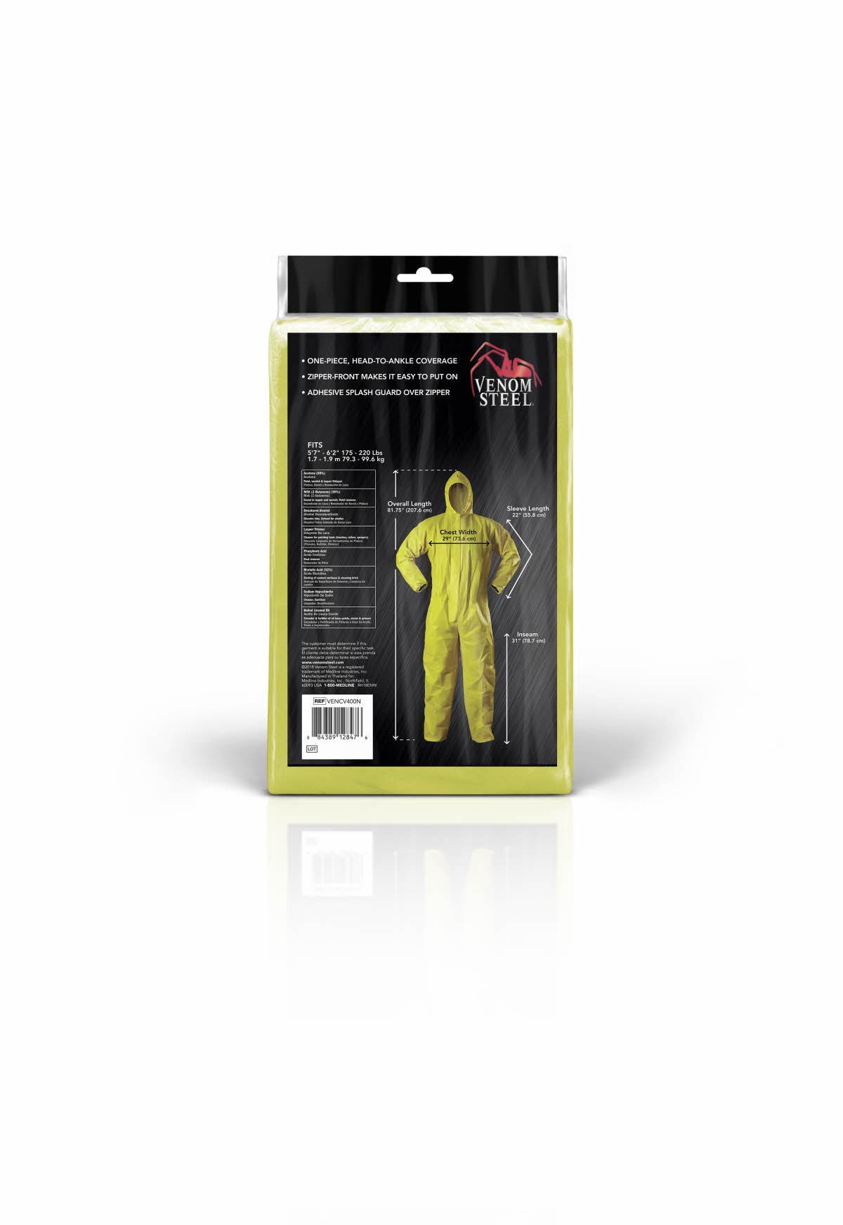 Overol Amarillo de Manga Larga de Talla Extra Grande para Adulto de Género Neutro de Venom Steel