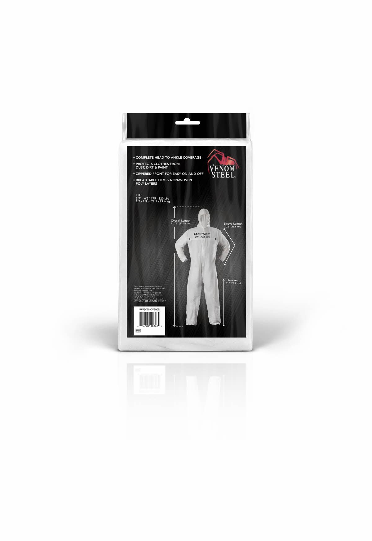 Overol de manga larga blanco unisex para adulto de Acero Veneno (talla extra grande)