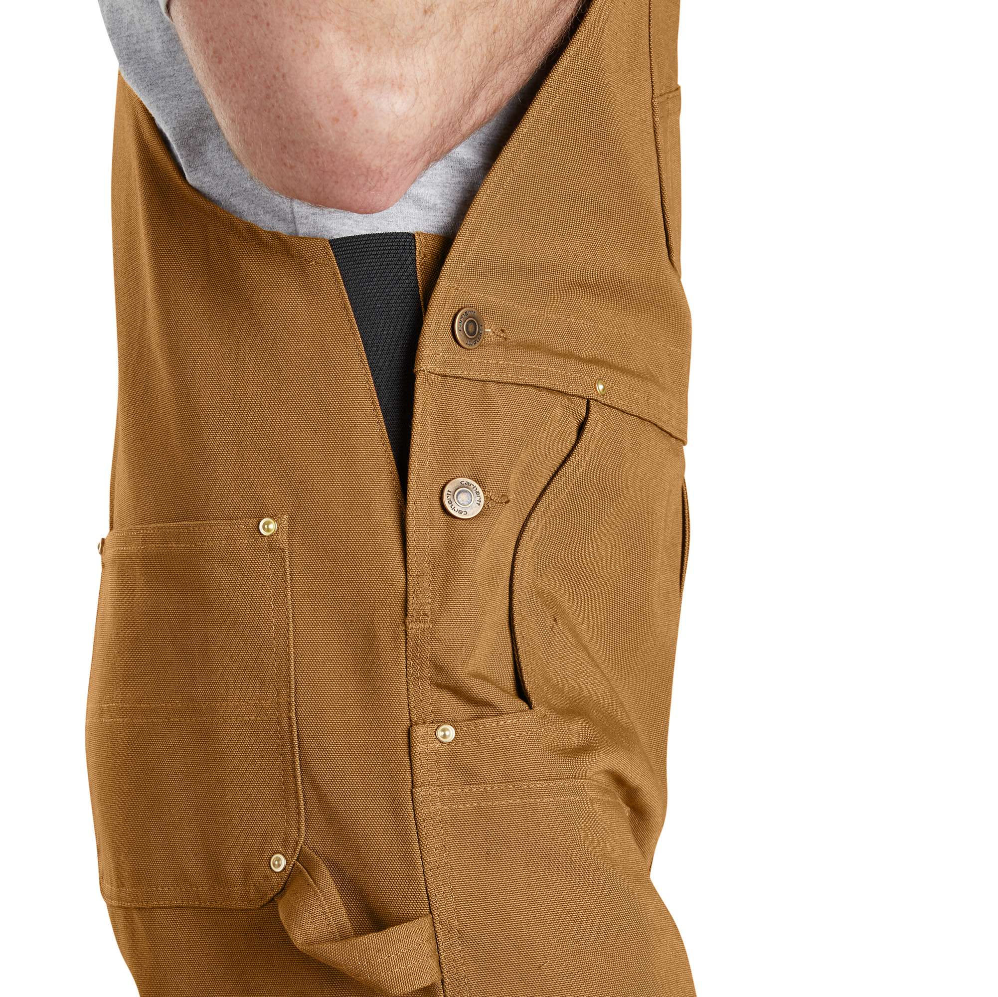 Mameluco sin mangas de lona color café Carhartt para hombre (Mediano largo) 102776-211W34L34
