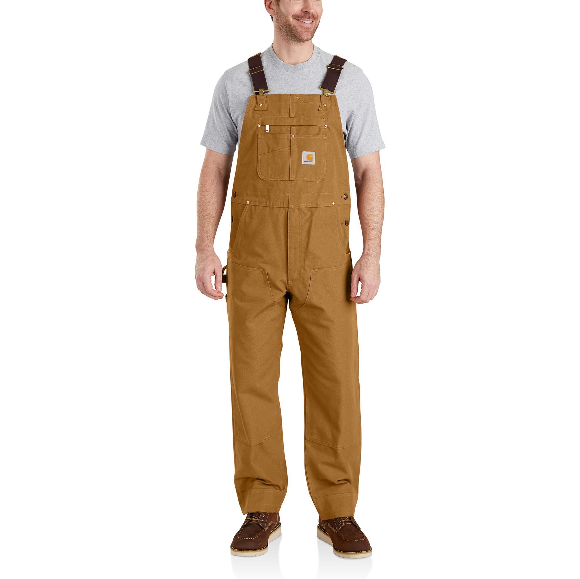 Overol de lona sin mangas en color marrón Carhartt para hombre (talla mediana corta)