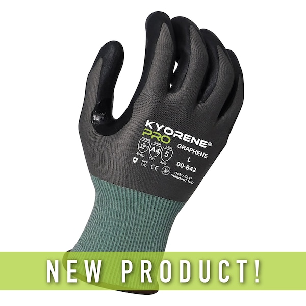 Kyorene Pro 18g Gris Grafito A4 Forro con HCT Nano-Espuma Negra Recubrimiento de Palma de Nitrilo (XXL) Guantes PK - 00-842 (XXL)