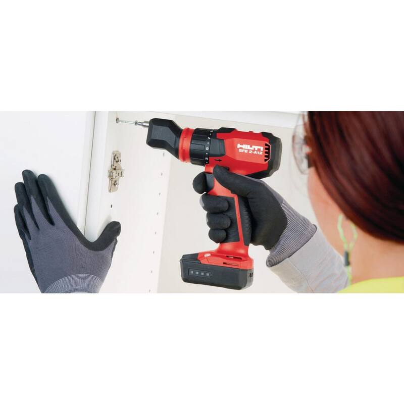 Hilti Taladro inalámbrico sin escobillas de 12 voltios con mandril hexagonal sin llave de 1/2 pulg. SFE A12 con juego de mandriles intercambiables (baterías no incluidas) - 2241415.