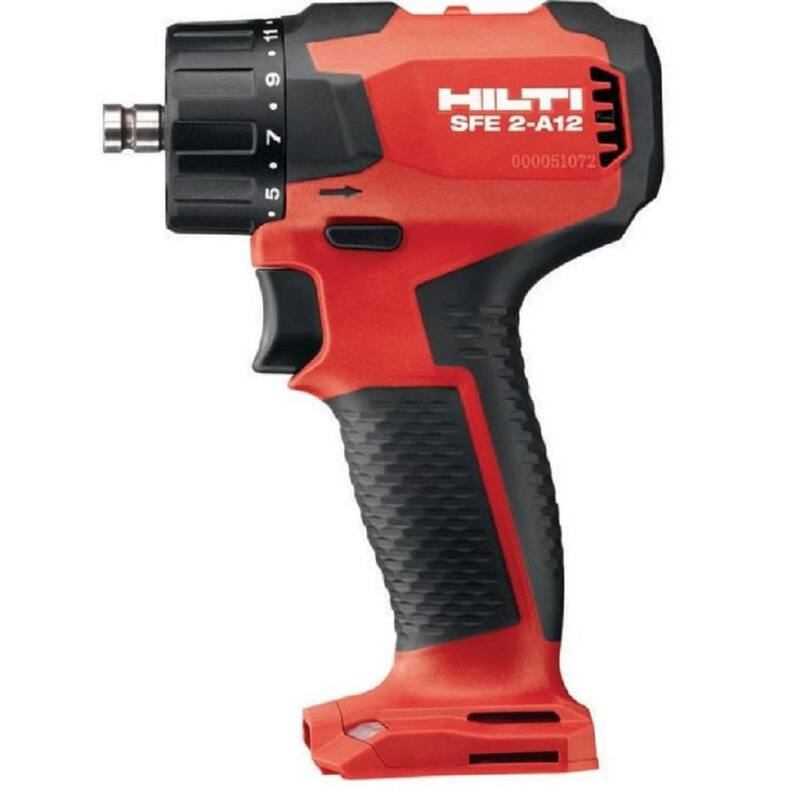 Hilti Taladro inalámbrico sin escobillas de 12 voltios con mandril hexagonal sin llave de 1/2 pulg. SFE A12 con juego de mandriles intercambiables (baterías no incluidas) - 2241415.