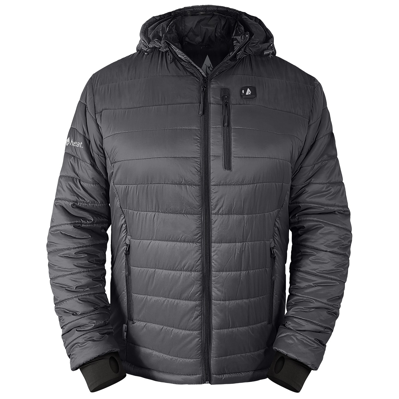 Chamarra térmica pesada con capucha en gris silencioso para hombre de ActionHeat (Grande) - Batería incluida