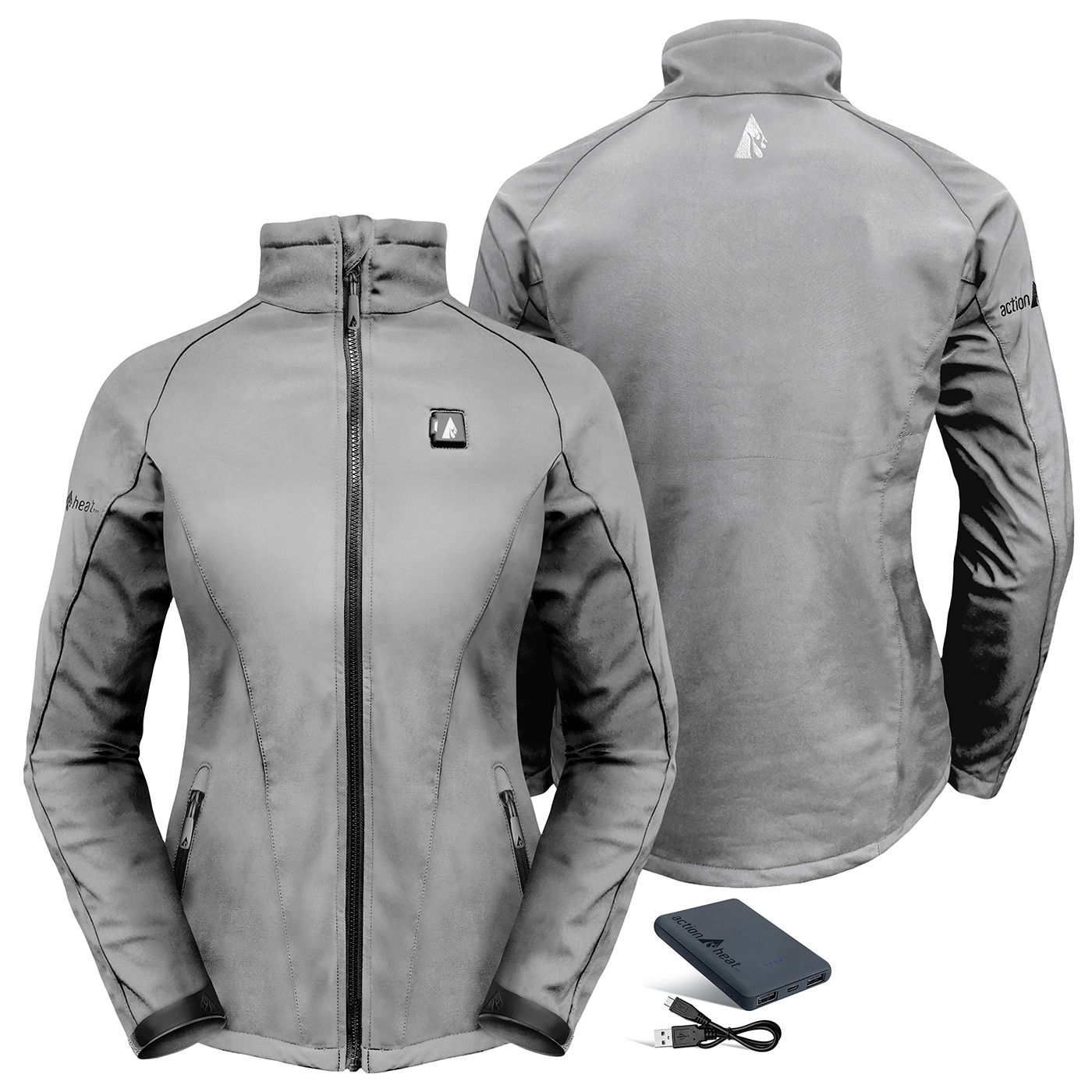 Chamarra térmica para mujer en gris con calentador de peso medio Sharkshin (talla mediana) - Batería incluida